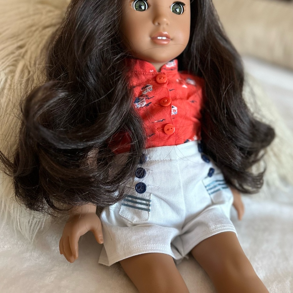 American Girl Doll "Nanea" (Hawaiian) with Red Top and White Shorts